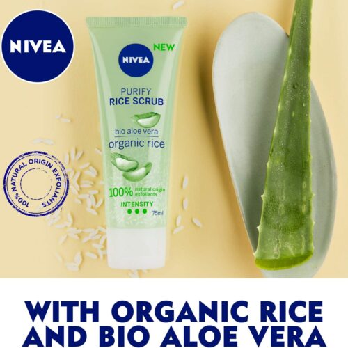 NIVEA Face Rice Scrub Purifying, Organic Rice & Bio Aloe Vera, Combination Skin, 75ml